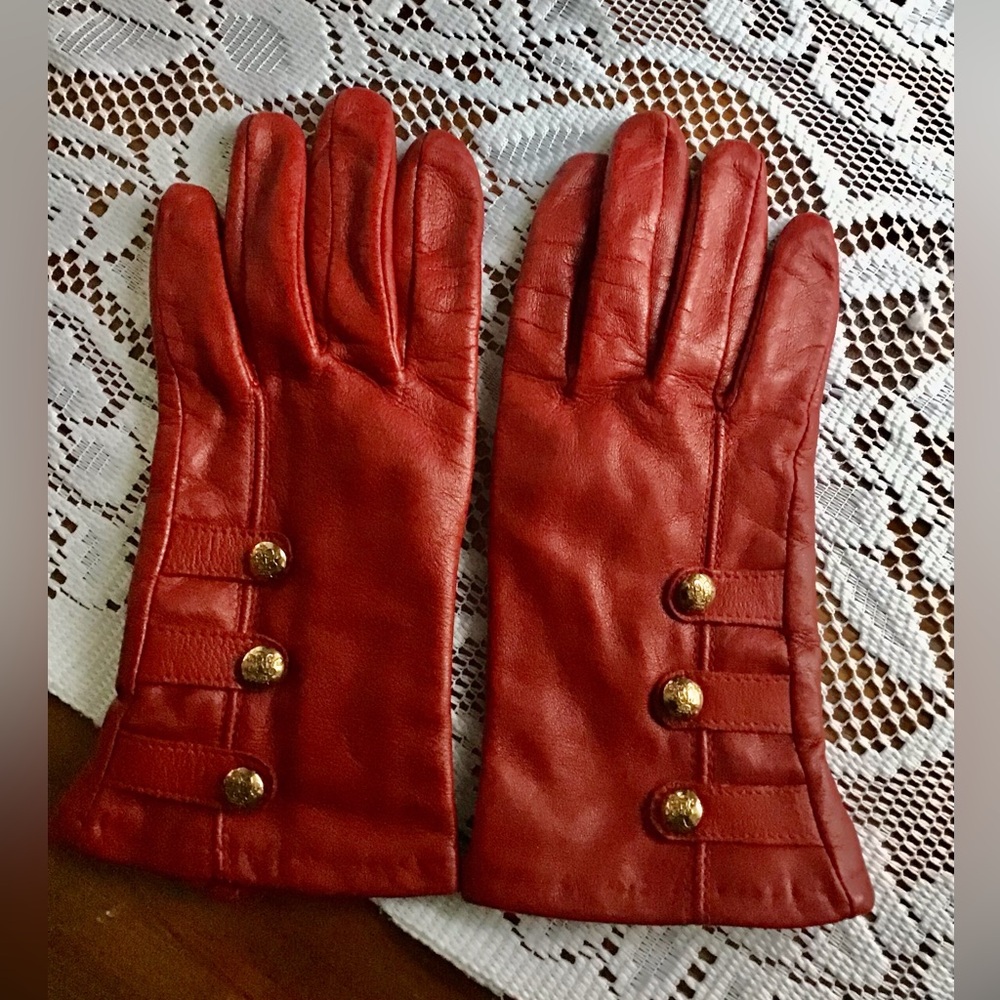 Ralph Lauren Red Leather Gloves Sz. Large